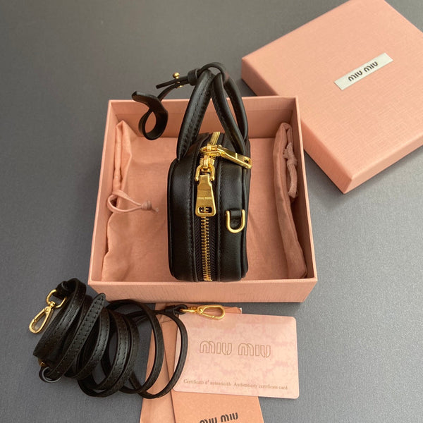 Miu 11 Black Beau Leather Micro Bag 240359