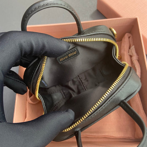 Miu 11 Black Beau Leather Micro Bag 240359