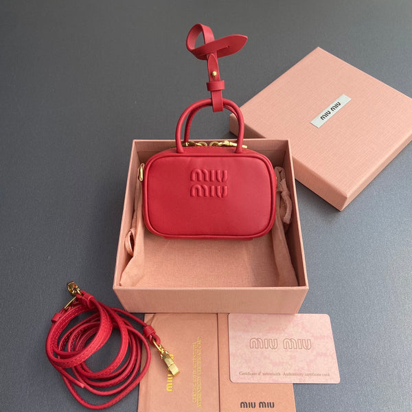 Miu 11 Red Beau Leather Micro Bag 240367