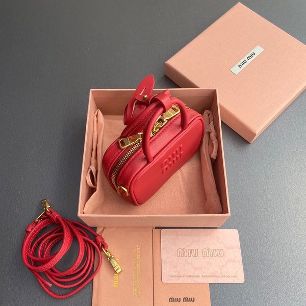 Miu 11 Red Beau Leather Micro Bag 240367