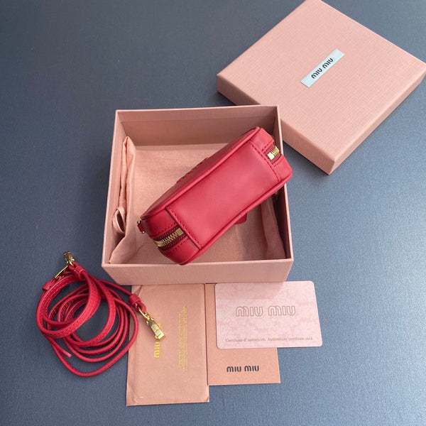 Miu 11 Red Beau Leather Micro Bag 240367