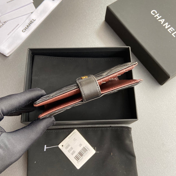 CC 96066 Compact Wallet Black Sheepskin GHW 234609