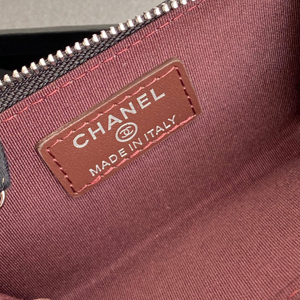 CC Hook & Chain Zipper Card Holder Black Caviar Sliver Steel 234731