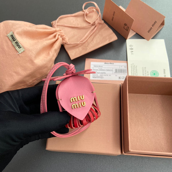 Leather Bag Charm Pink Red 240344