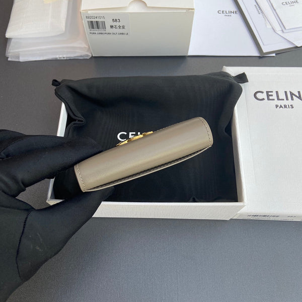 TRIOMPHE 10i583 Flap Card Holder Modern Taupe Shiny Cowhide