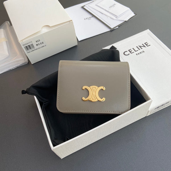 TRIOMPHE 622 Compact Wallet Modern Taupe Leather