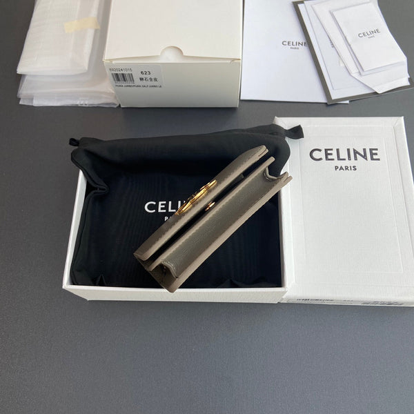 TRIOMPHE 622 Compact Wallet Modern Taupe Leather