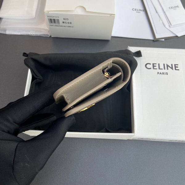 TRIOMPHE 622 Compact Wallet Modern Taupe Leather