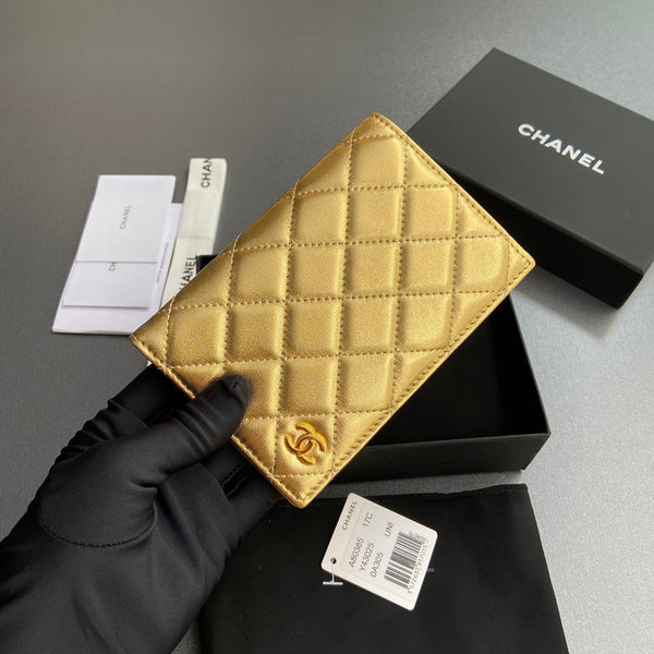 CC Passport Holder Gold Sheepskin 234703