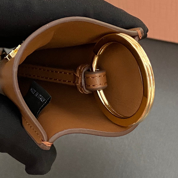 Leather Bag Charm With Key Brown Calfskin 240333