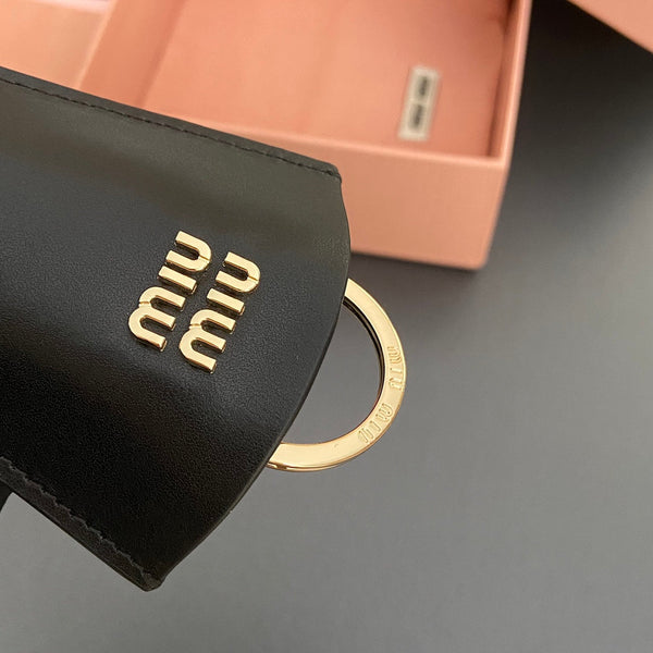 Leather Bag Charm With Key Black Calfskin 240335