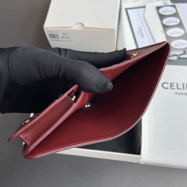 TRIOMPHE 622 Compact Wallet Burgundy Leather