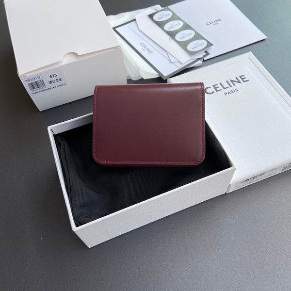 TRIOMPHE 622 Compact Wallet Burgundy Leather