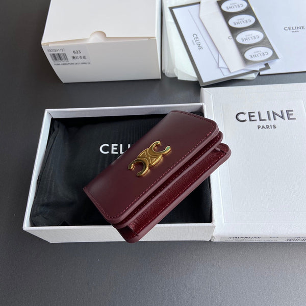 TRIOMPHE 622 Compact Wallet Burgundy Leather