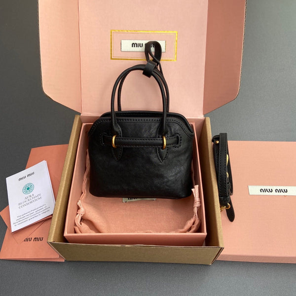 Miu 12.5 Aventure Nappa Leather Bag Black 240397