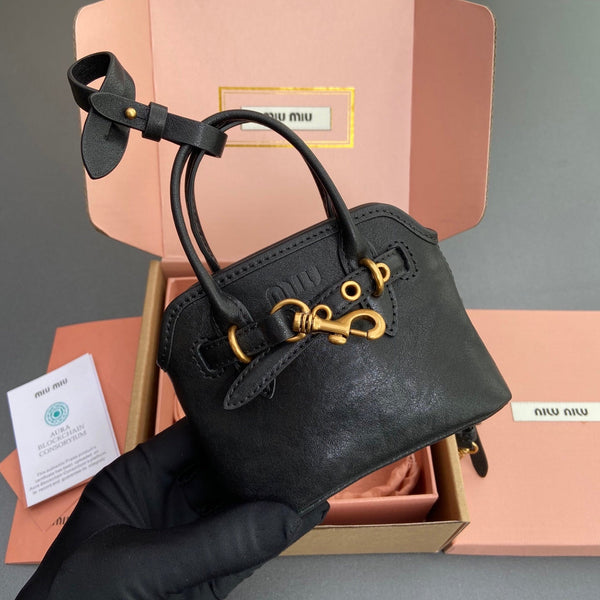 Miu 12.5 Aventure Nappa Leather Bag Black 240397