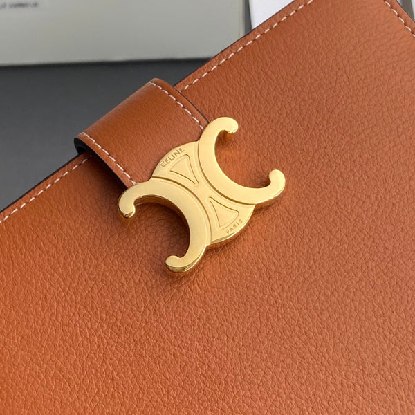 TRIOMPHE Medium Strap Wallet Tan Grain Cowhide GHW