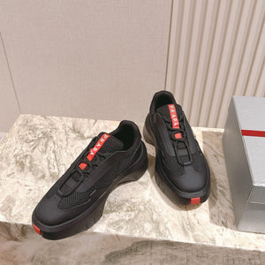 PRA 25s America's Cup Sneakers Black Red Mesh & Cowhide 449691