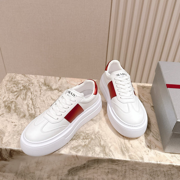 PRA 25s Casual Sneakers White Red Cowhide 449693