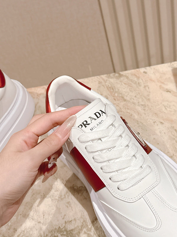 PRA 25s Casual Sneakers White Red Cowhide 449693