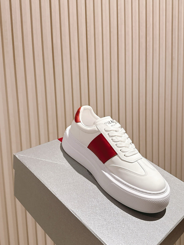 PRA 25s Casual Sneakers White Red Cowhide 449693