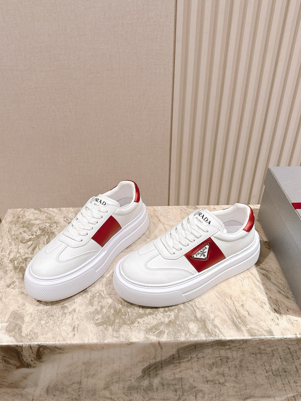 PRA 25s Casual Sneakers White Red Cowhide 449693
