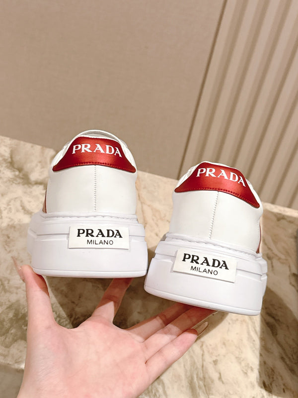 PRA 25s Casual Sneakers White Red Cowhide 449693