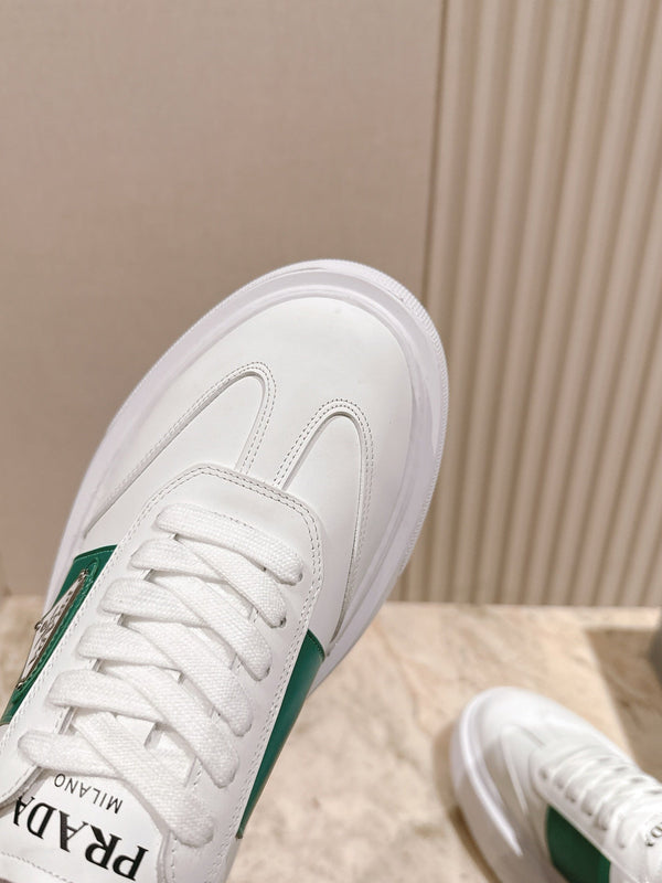 PRA 25s Casual Sneakers White Green Cowhide 449694