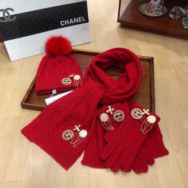 SET TRE PEZZI IN CASHMERE ROSSO CILIEGIA 424001