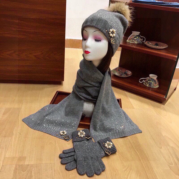 SET TRE PEZZI IN CASHMERE GRIGIO SQUALO 424005