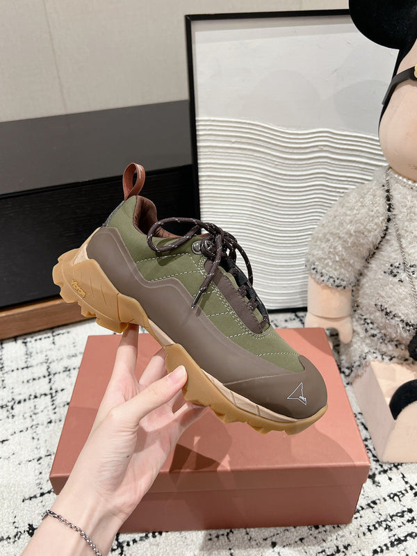 LP Katharina Sneaker In Light Moss Green Mix Earth Brown Calfskin 997605