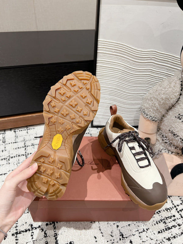 LP Katharina Sneaker In White Mix Earth Brown Denim Fabric 997607
