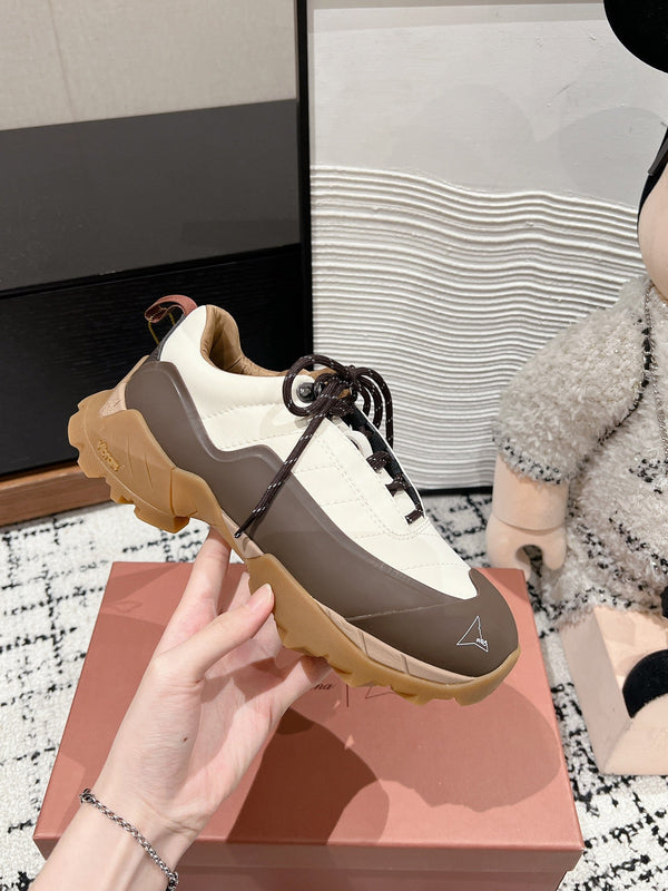 LP Katharina Sneaker In White Mix Earth Brown Denim Fabric 997607