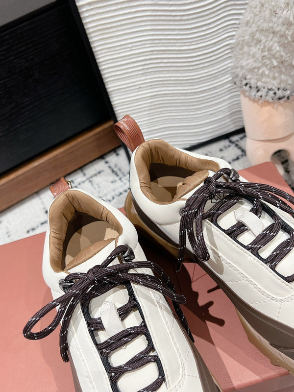 LP Katharina Sneaker In White Mix Earth Brown Denim Fabric 997607