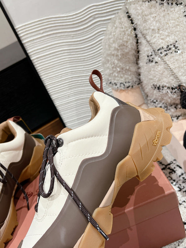 LP Katharina Sneaker In White Mix Earth Brown Denim Fabric 997607