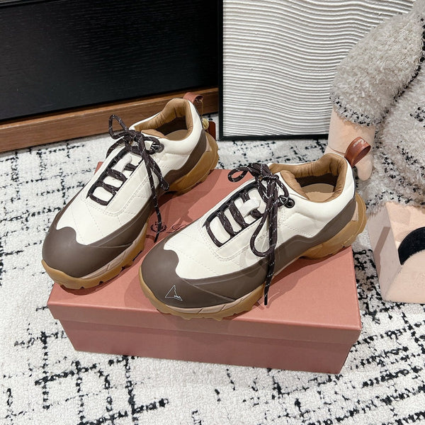 LP Katharina Sneaker In White Mix Earth Brown Denim Fabric 997607
