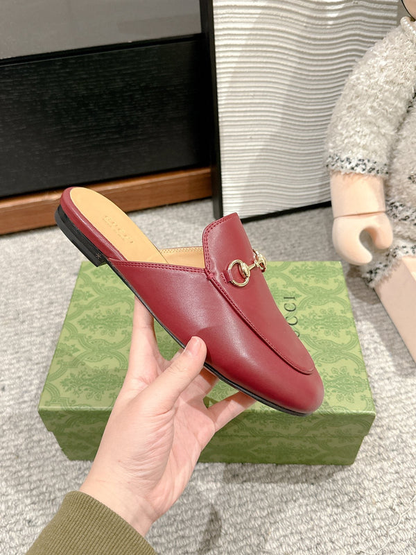 Horsebit Mule Red Smooth Calfskin