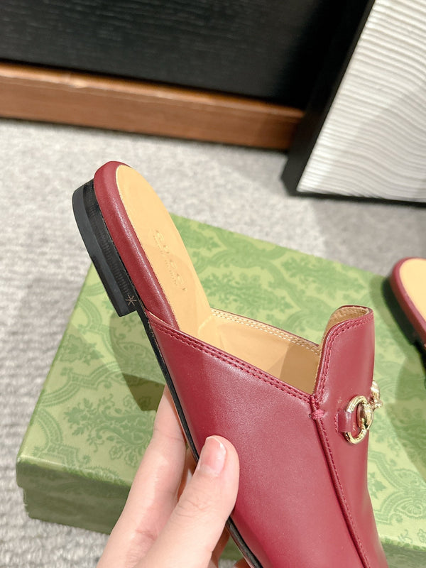 Horsebit Mule Red Smooth Calfskin