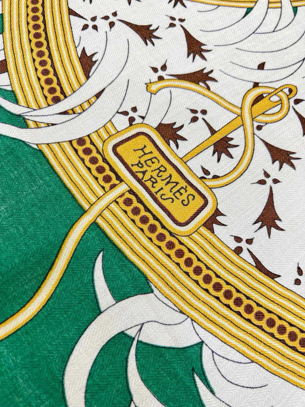 Legende Brodee Scarf 140 CM In Green Colorful Cashmere And Silk 276518