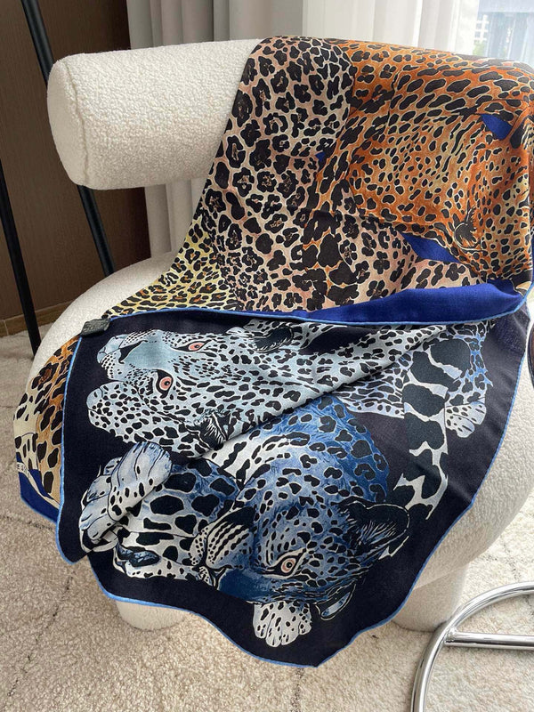 Lazy Leopardesses Scarf 110 CM In Colorful Cashmere Silk 311599