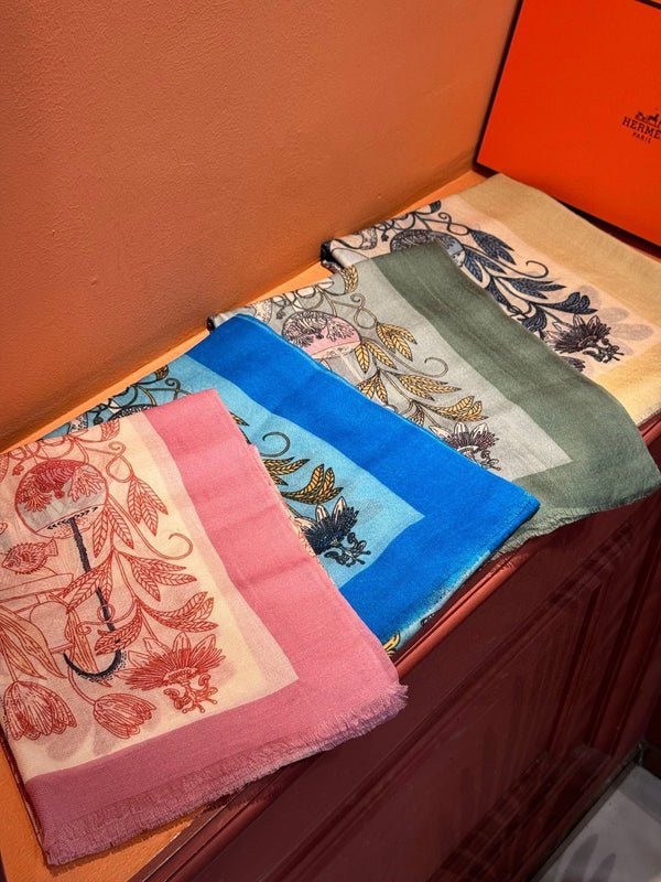 EXOTIC PARADISE CASHMERE SCARF 200 CM COBALT BLUE MIX COLORFUL CASHMERE