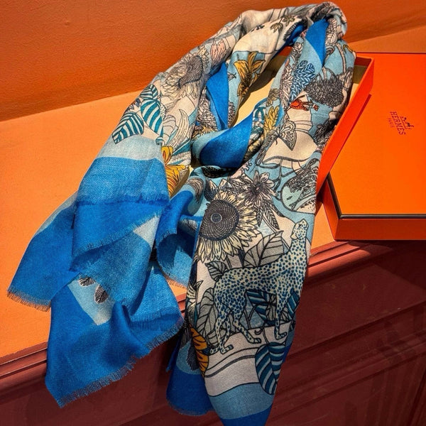 SCIARPA IN CASHMERE EXOTIC PARADISE 200 CM BLU COBALTO MIX CASHMERE COLORATO