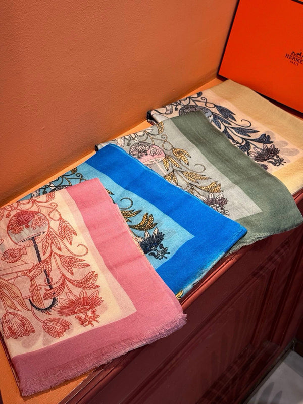 EXOTIC PARADISE CASHMERE SCARF 200 CM CREPE PINK MIX COLORFUL CASHMERE