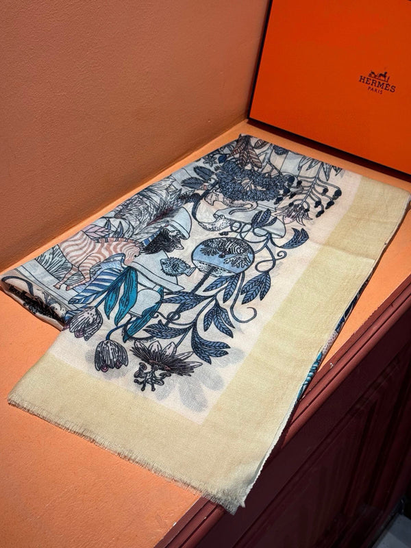 EXOTIC PARADISE CASHMERE SCARF 200 CM WHITE MIX COLORFUL CASHMERE