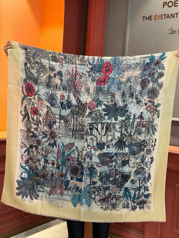 EXOTIC PARADISE CASHMERE SCARF 200 CM WHITE MIX COLORFUL CASHMERE