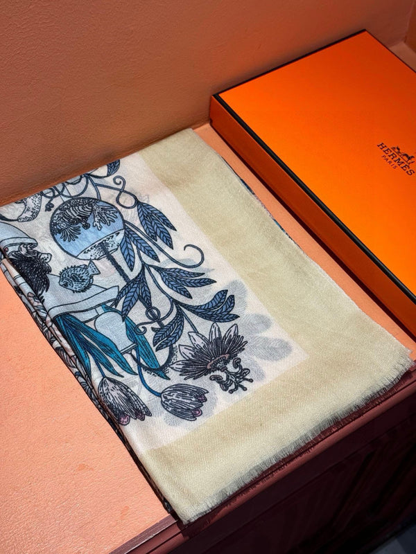 EXOTIC PARADISE CASHMERE SCARF 200 CM WHITE MIX COLORFUL CASHMERE