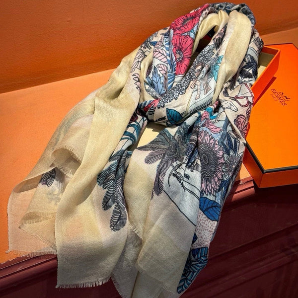 SCIARPA IN CASHMERE EXOTIC PARADISE 200 CM BIANCO CASHMERE COLORATO MISTO