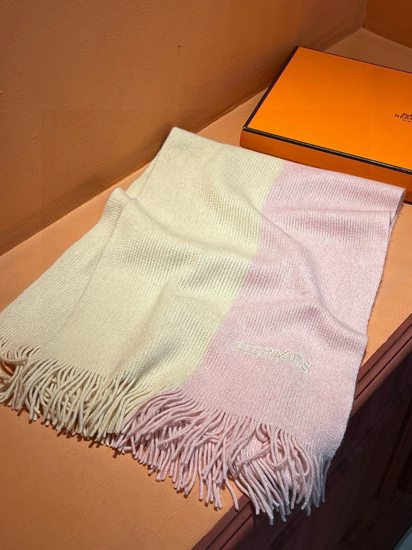 HIGH-END SCARF 180 IN LIGHT PINK MIX BEIGE CASHMERE