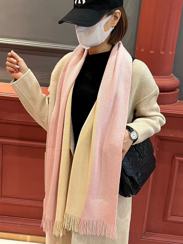 HIGH-END SCARF 180 IN LIGHT PINK MIX BEIGE CASHMERE