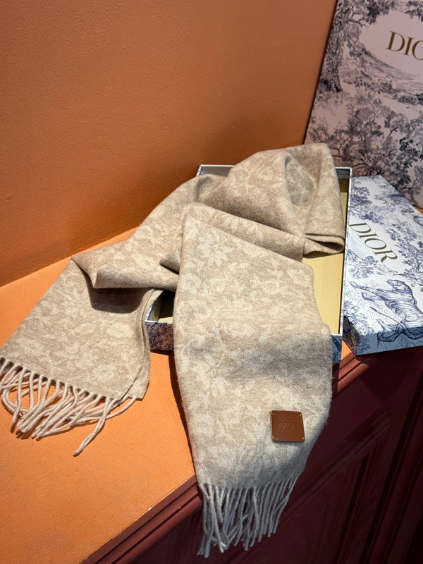 SCIARPA 180 CM IN CASHMERE MONOGRAMMA ECRU TAN 394644